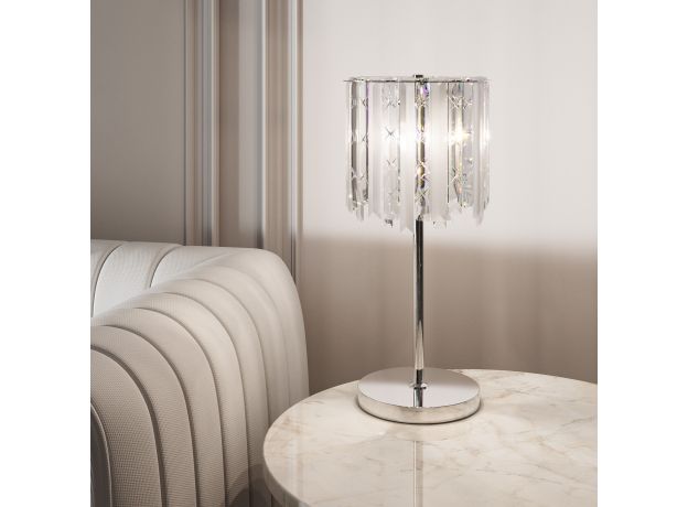 Настольный светильник с хрусталем 108011 хром