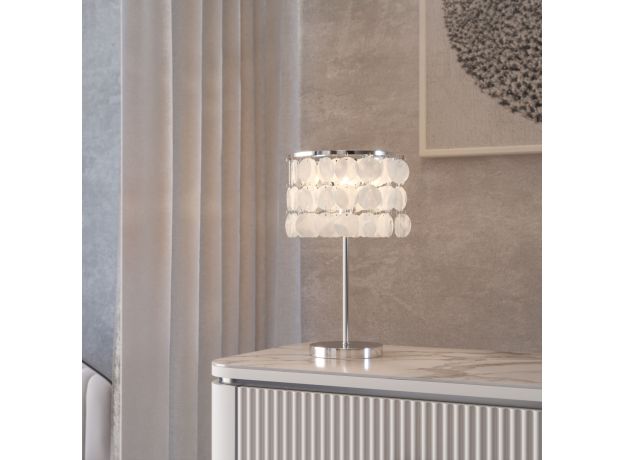Настольный светильник с перламутром 208101 хром