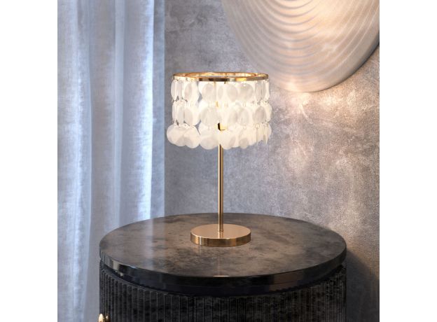 Настольный светильник с перламутром 208101 латунь/перламутр