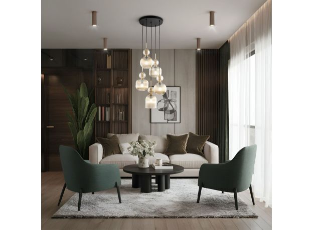 Подвесной светильник со стеклянными плафонами 11043 Sophia Cognac