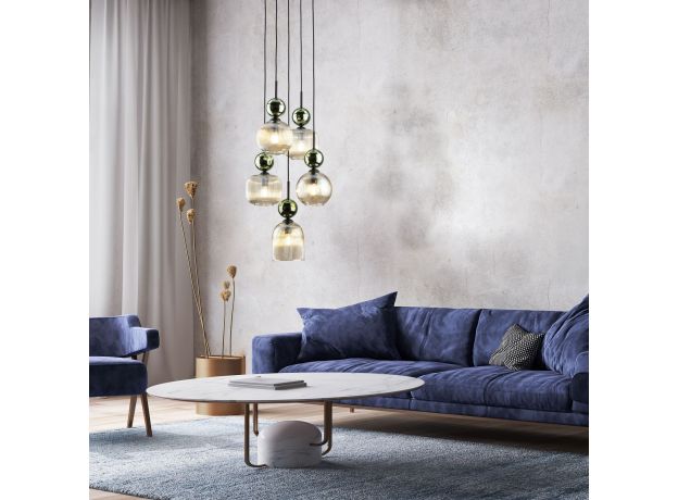 Подвесной светильник со стеклянными плафонами 11149 Sophia Green Cognac