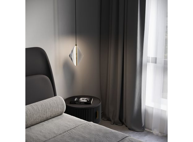 Подвесной светодиодный светильник со стеклянным плафоном 304054 LED латунь