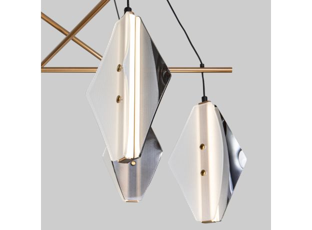 Подвесной светодиодный светильник со стеклянными плафонами 301054 LED латунь