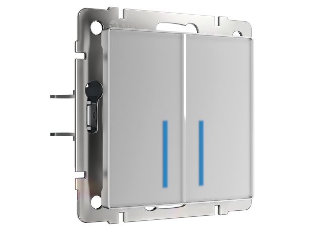 Сенсорный выключатель двухклавишный с подсветкой 1000 Вт серебряный W4520006