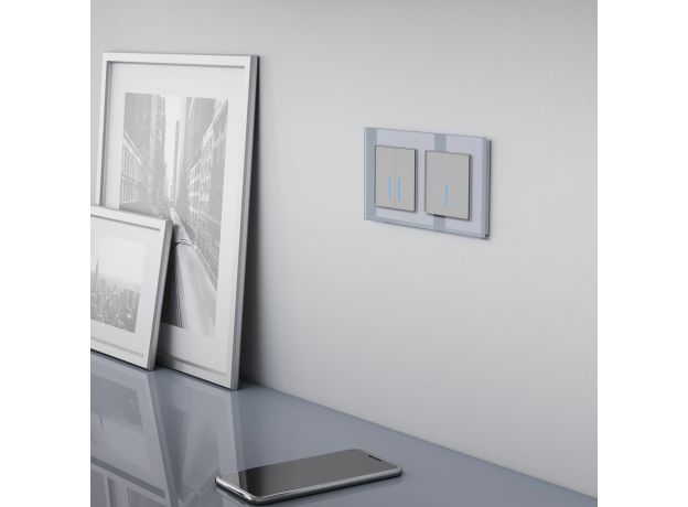 Сенсорный выключатель двухклавишный с подсветкой 1000 Вт серебряный W4520006