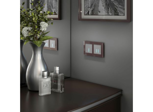 Сенсорный выключатель двухклавишный с подсветкой 1000 Вт серебряный W4520006