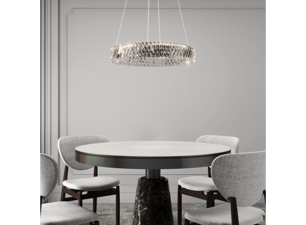 Светодиодная хрустальная люстра 101004 LED никель хрусталь Strotskis