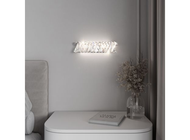 Светодиодный настенный светильник с хрусталем 101005 LED никель хрусталь Strotskis