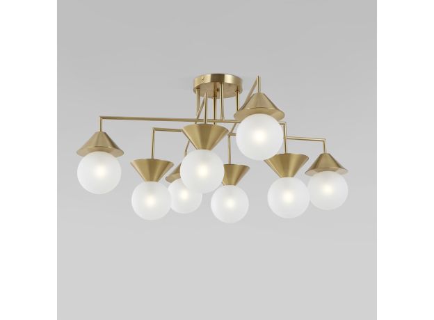 Умная потолочная люстра со стеклянными фактурными плафонами 302002/8 латунь Smart