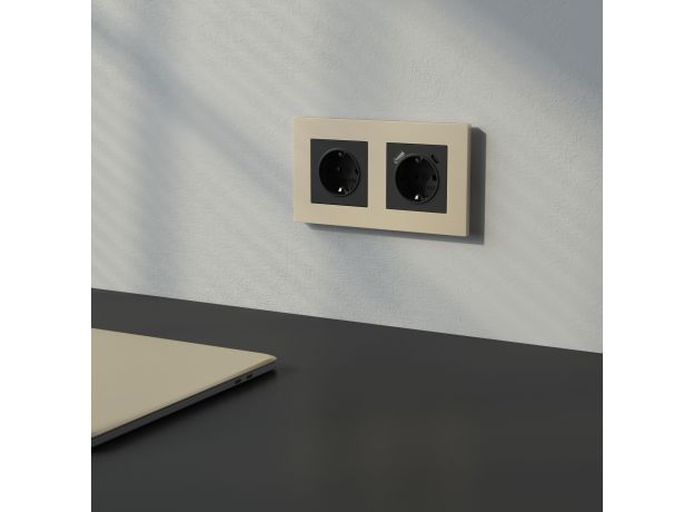 W0022911/ Рамка на 2 поста Slab (шампань софт) W0022911