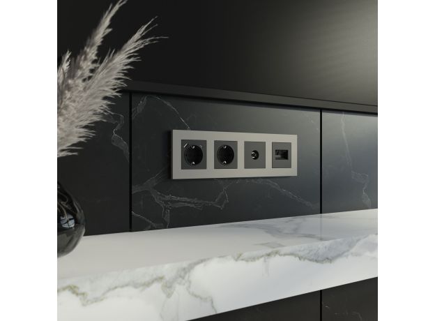 W0042917/ Рамка на 4 поста Slab (дымчатый софт) W0042917