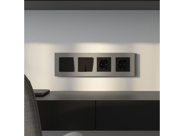 W0042917/ Рамка на 4 поста Slab (дымчатый софт) W0042917