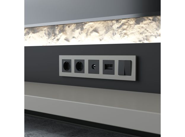 W0052917/ Рамка на 5 постов Slab (дымчатый софт) W0052917