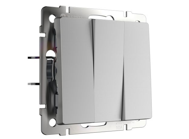 W1130006/ Выключатель трехклавишный (серебряный) W1130006