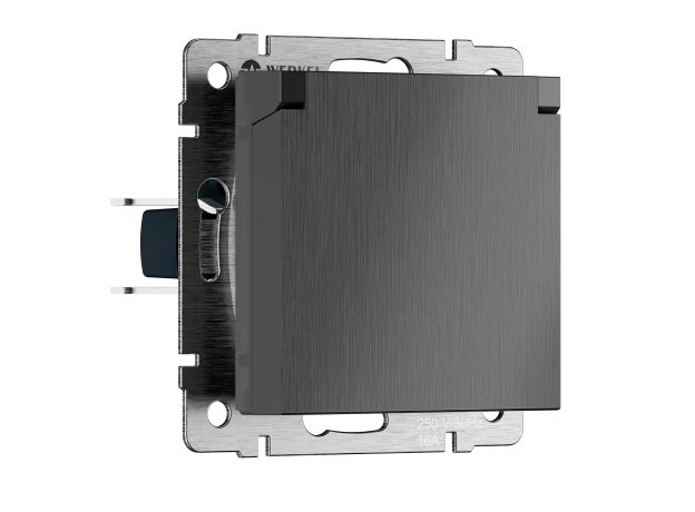 Розетка влагозащ. с зазем. с защит. крышкой и шторками N (графит рифленый) W1171204W1171204