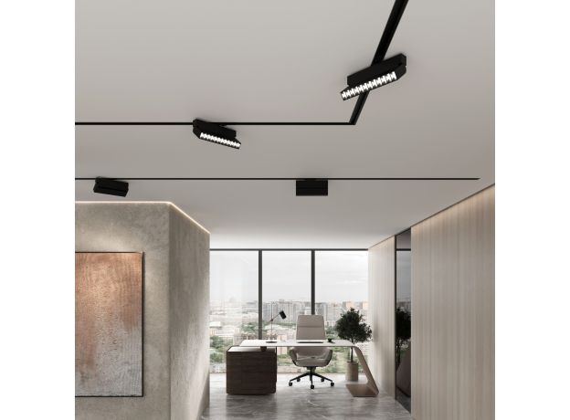 Basic System Алюминиевый профиль для монтажа в натяжной потолок однофазного шинопровода черный 2м 85234/00