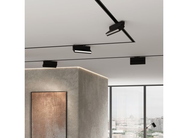 Basic System Алюминиевый профиль для монтажа в натяжной потолок однофазного шинопровода черный 2м 85234/00