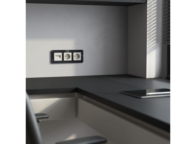 Накладка для двойной розетки Еthernet RJ-45 (дымчатый) W1291104