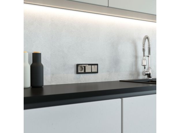 Перекрестный выключатель двухклавишный (дымчатый) W1223004