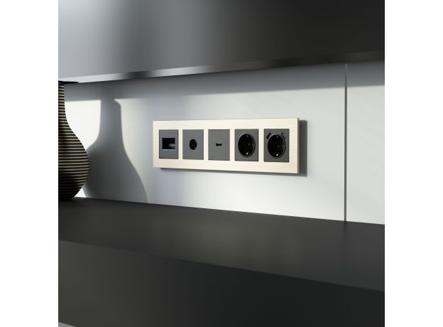 Рамка из металла на 5 постов AluMax шампань алюминий W0053511