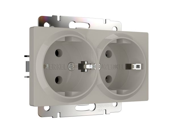 Розетка двойная с заземлением (дымчатый) W1272004