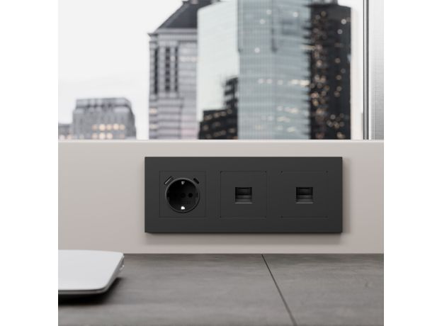 Розетка Ethernet RJ-45 cat. 6A экранированная (черный матовый) W5120108