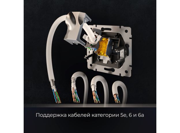 Розетка Ethernet RJ-45 cat. 6A экранированная (черный матовый) W5120108