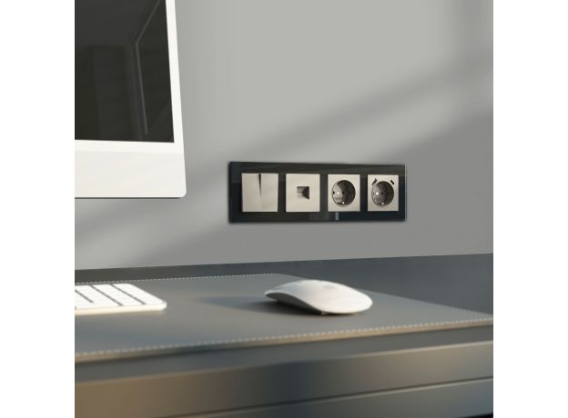 Розетка с заземлением (дымчатый) W1271004