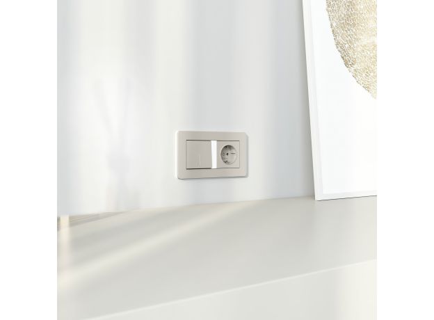 Розетка с заземлением и шторками (дымчатый) W1271104