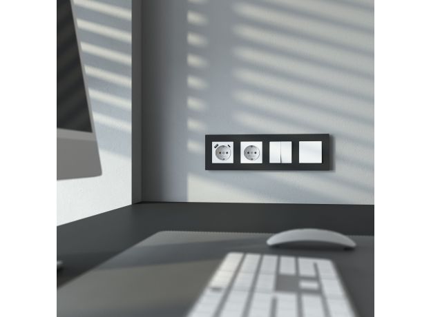 Розетка с заземлением, шторками и USB тип A+C (белый матовый) W1171761