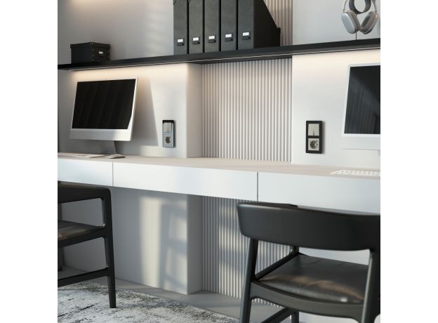 Розетка с заземлением, шторками и USB тип A+C (дымчатый) W1271704