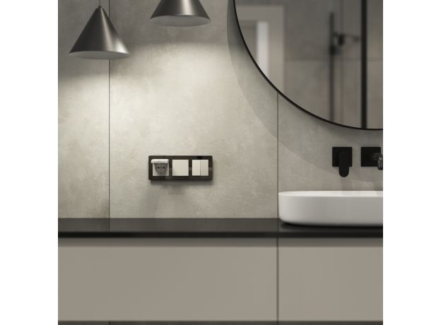 Розетка влагозащ. с зазем. с защит. крышкой и шторками (дымчатый) W1271204