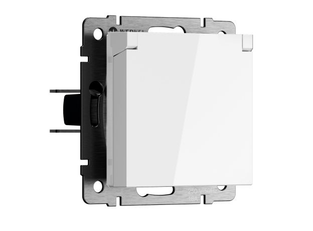 Розетка влагозащ. с зазем. с защит. крышкой и шторками N (белый) W1171201