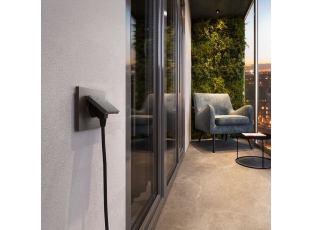 Розетка влагозащ. с зазем. с защит. крышкой и шторками N (графит рифленый) W1171204W1171204