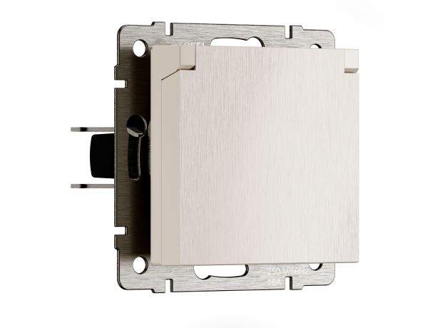 Розетка влагозащ. с зазем. с защит. крышкой и шторками N (перламутровый рифленый) W1171213