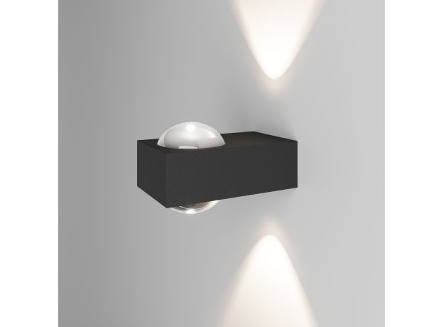 Уличный настенный светильник со светодиодами Lenses черный 35191/W