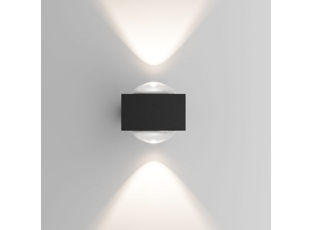 Уличный настенный светильник со светодиодами Lenses черный 35191/W