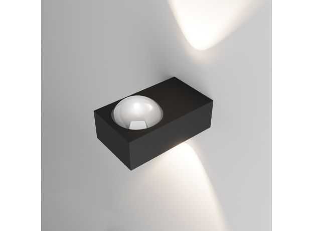 Уличный настенный светильник со светодиодами Lenses черный 35191/W