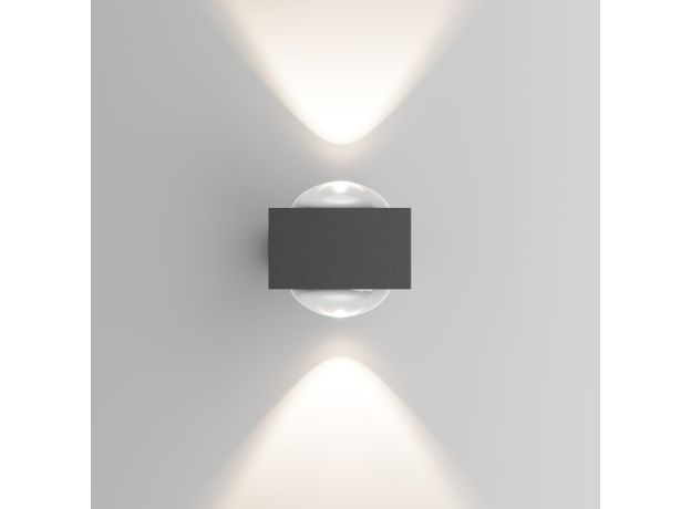 Уличный настенный светильник со светодиодами Lenses серый 35191/W