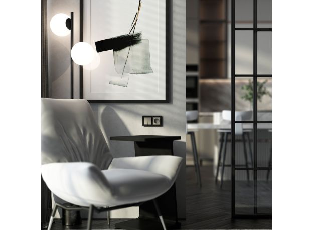 Выключатель двухклавишный проходной (дымчатый) W1222004