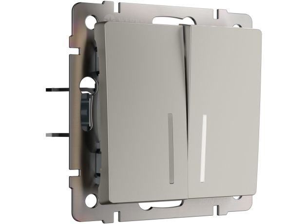 Выключатель двухклавишный проходной с подсветкой (дымчатый) W1222104