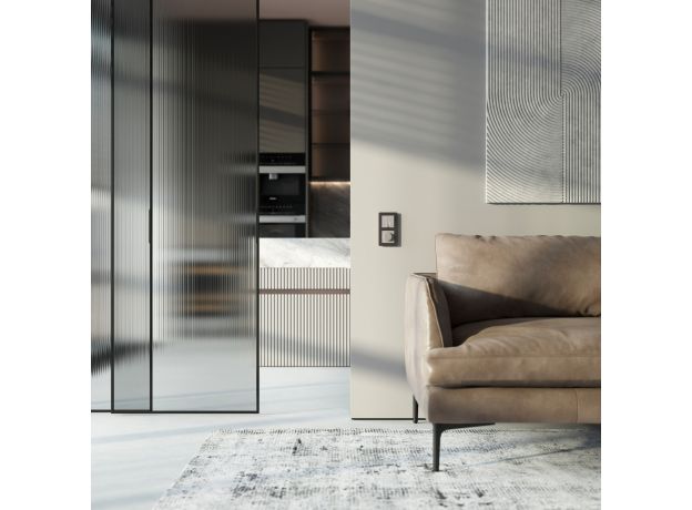 Выключатель двухклавишный проходной с подсветкой (дымчатый) W1222104