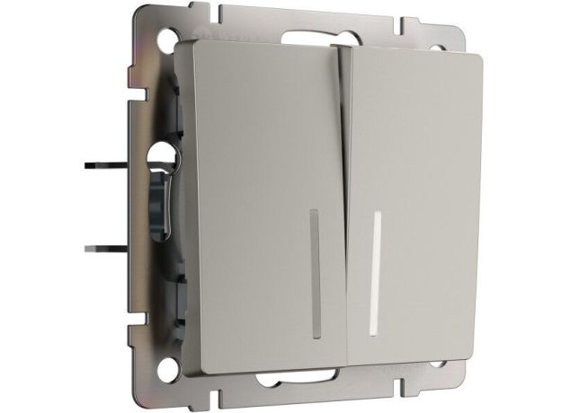Выключатель двухклавишный проходной с подсветкой (дымчатый) W1222104