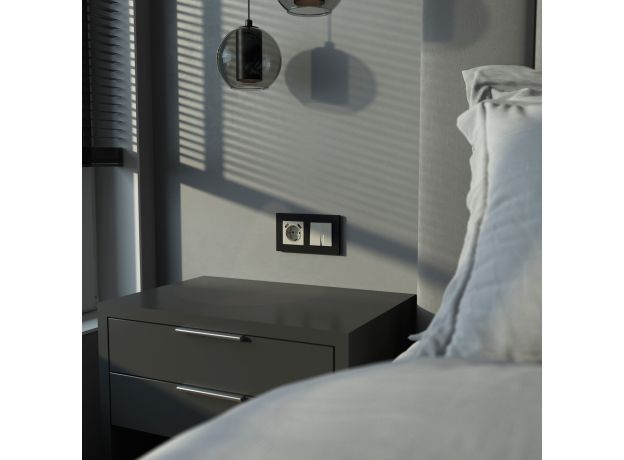 Выключатель двухклавишный с подсветкой (дымчатый) W1220104