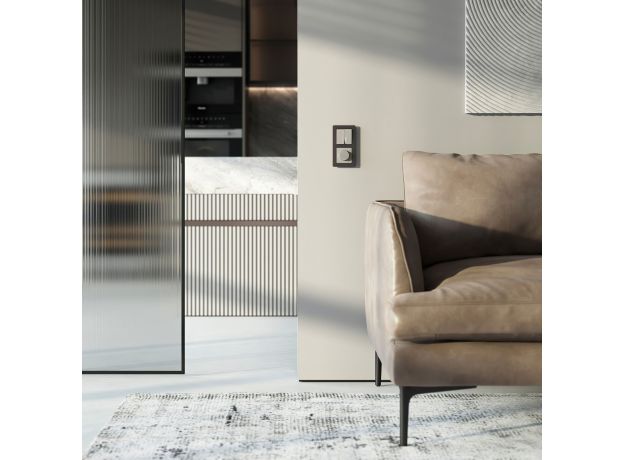 Выключатель двухклавишный с подсветкой (дымчатый) W1220104