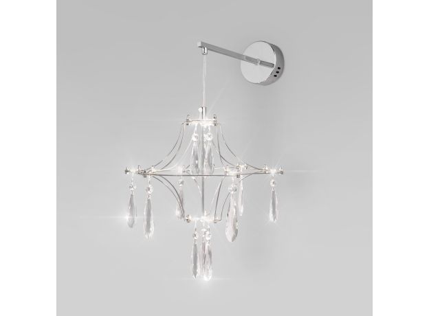Настенный светодиодный светильник с фигурным хрусталем 442/1 хром
