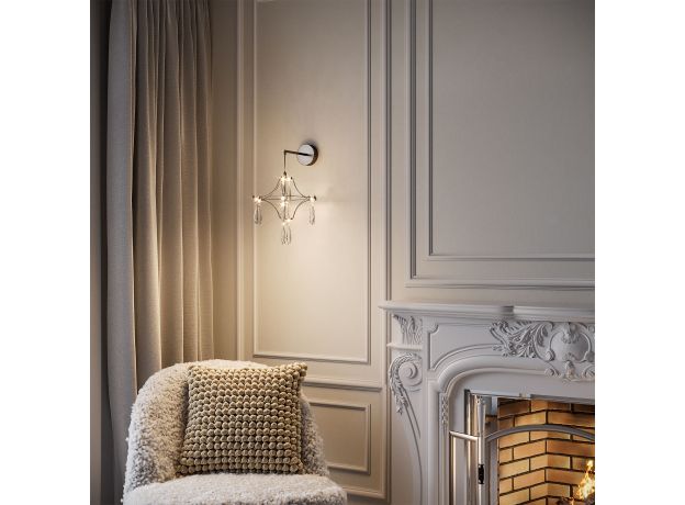 Настенный светодиодный светильник с фигурным хрусталем 442/1 хром