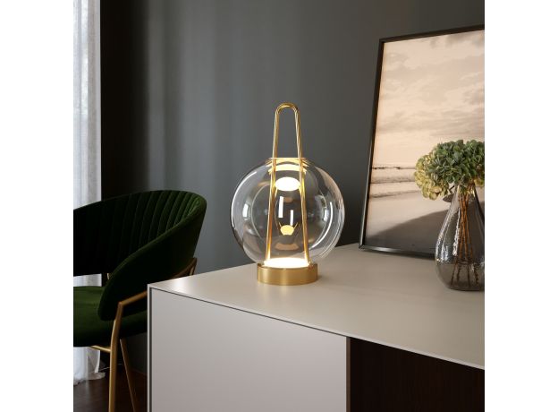 Настольный светодиодный светильник со стеклянным плафоном 80507/1 латунь