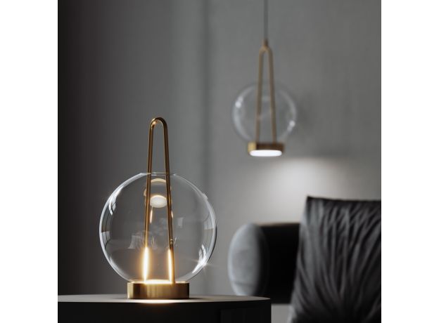 Настольный светодиодный светильник со стеклянным плафоном 80507/1 латунь