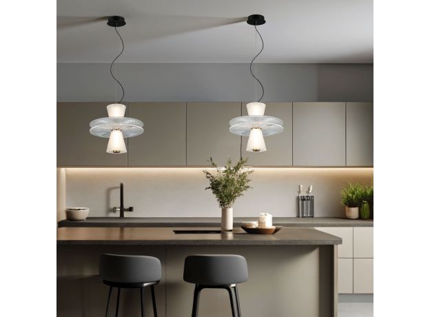 Подвесной светильник с акриловыми и стеклянными плафонами 40028/1 LED белый